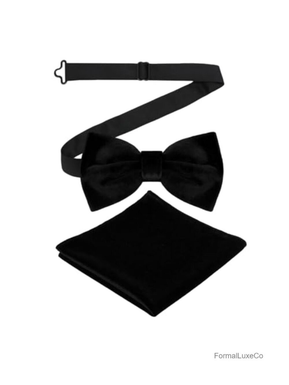 Men's Velvet Pre-Tied Bow Tie and Pocket Square Set